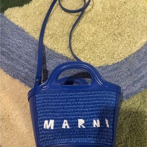 Marni Blue Mini Woven Tote Bag